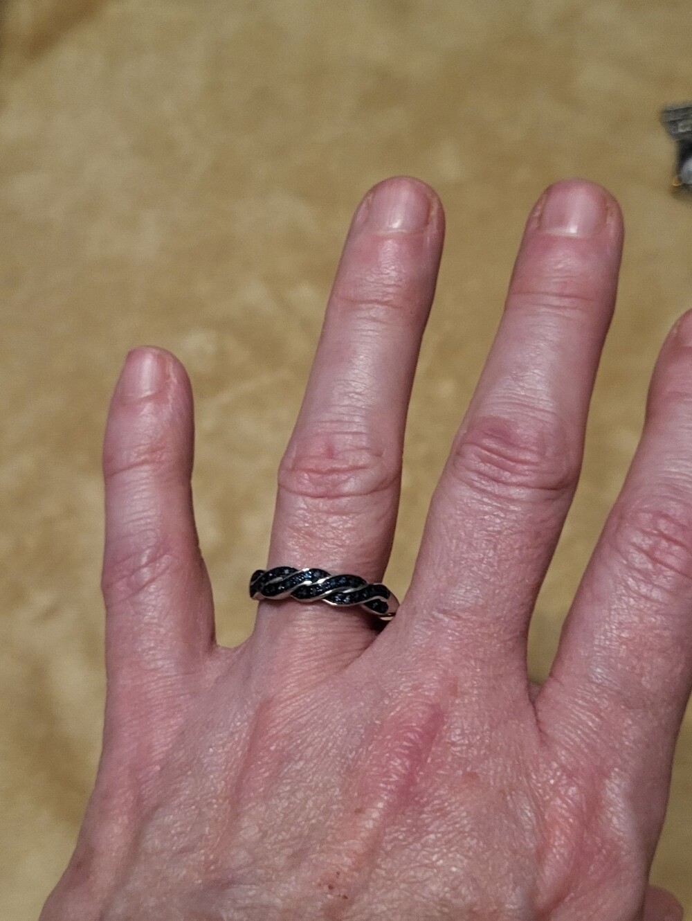 Blue Diamond Accent Band In Platinum Over Silver